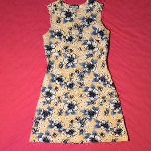 AQUA BLUES BODY-CON HIBISCUS 🌺 FLORAL MINI DRESS